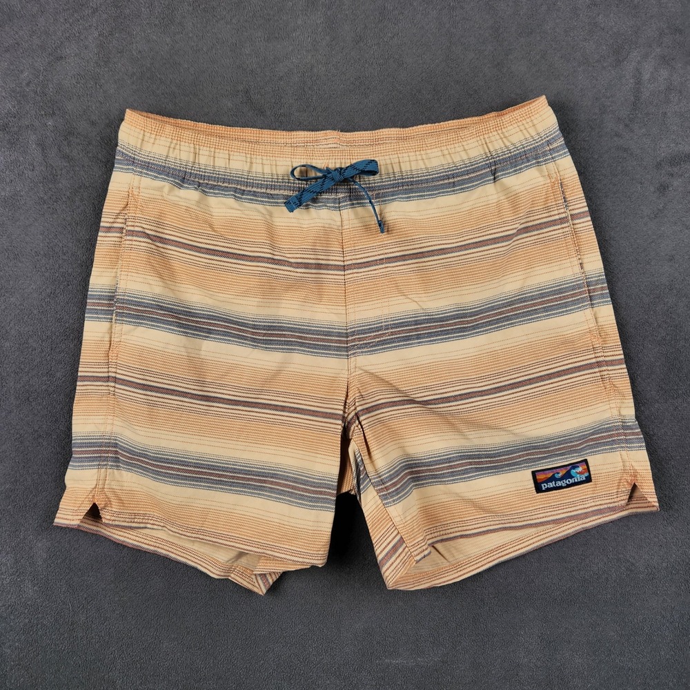Patagonia Stretch Wavefarer Volley Shorts Mens Medium Melon Striped Swim Trunks